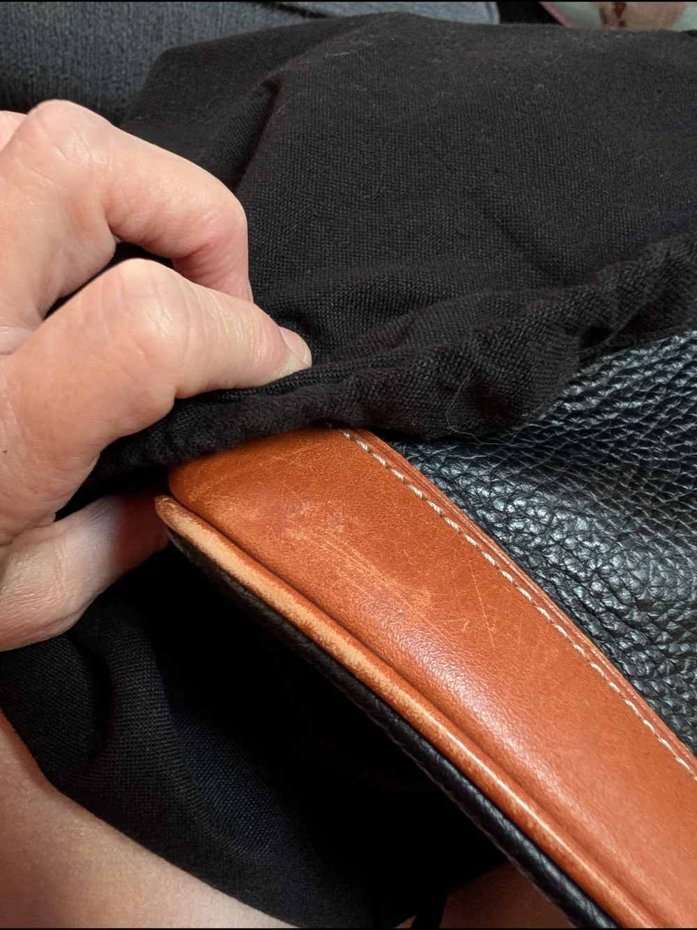Dooney & Bourke Black and Brown Pebbled Leather Satchel